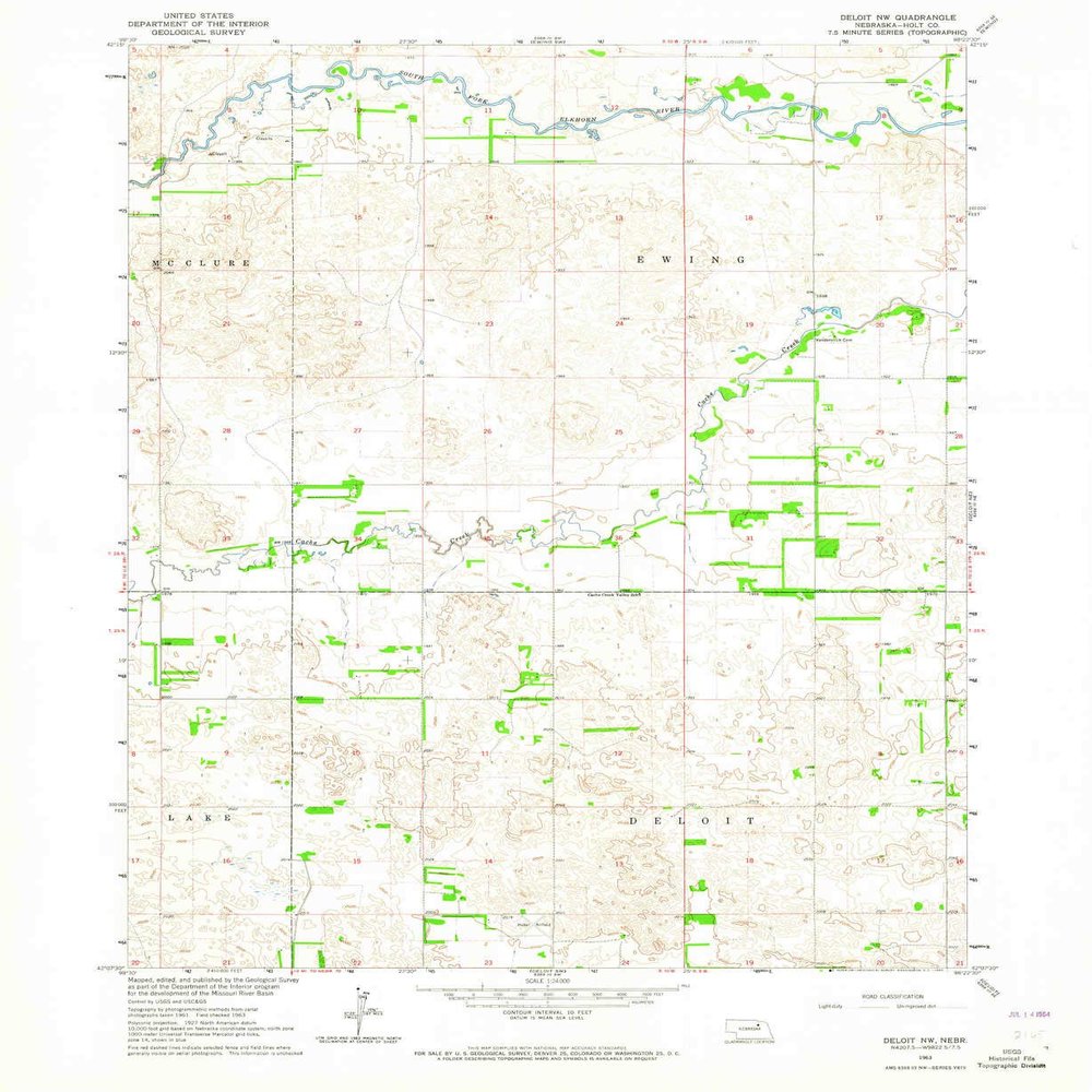 YellowMaps Deloit NW NE topo map, 1:24000 Scale, 7.5 X 7.5 Minute, Historical, 1963, Updated 1964, 26.9 x 22.1 in - Tyvek