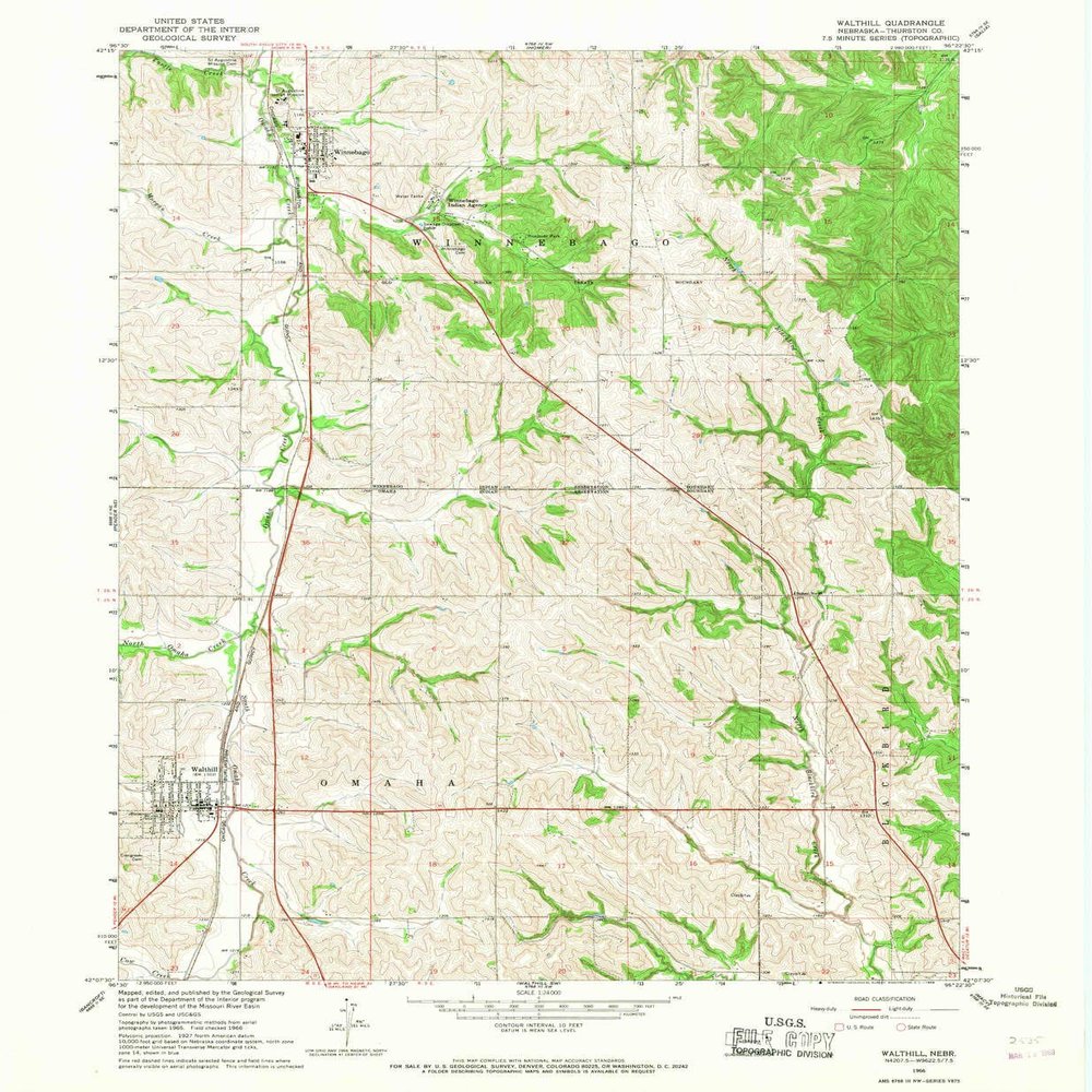 YellowMaps Walthill NE topo map, 1:24000 Scale, 7.5 X 7.5 Minute, Historical, 1966, Updated 1968, 26.8 x 22 in - Tyvek