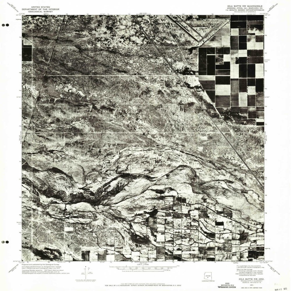 YellowMaps Gila Butte NW AZ topo map, 1:24000 Scale, 7.5 X 7.5 Minute, Historical, 1971, Updated 1972, 26.9 x 23 in - Polypropylene