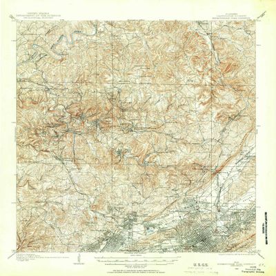 YellowMaps Birmingham Coal District AL topo map, 1:62500 Scale, 15 X 15 Minute, Historical, 1904, Updated 1967, 20.8 x 16.9 in - Tyvek