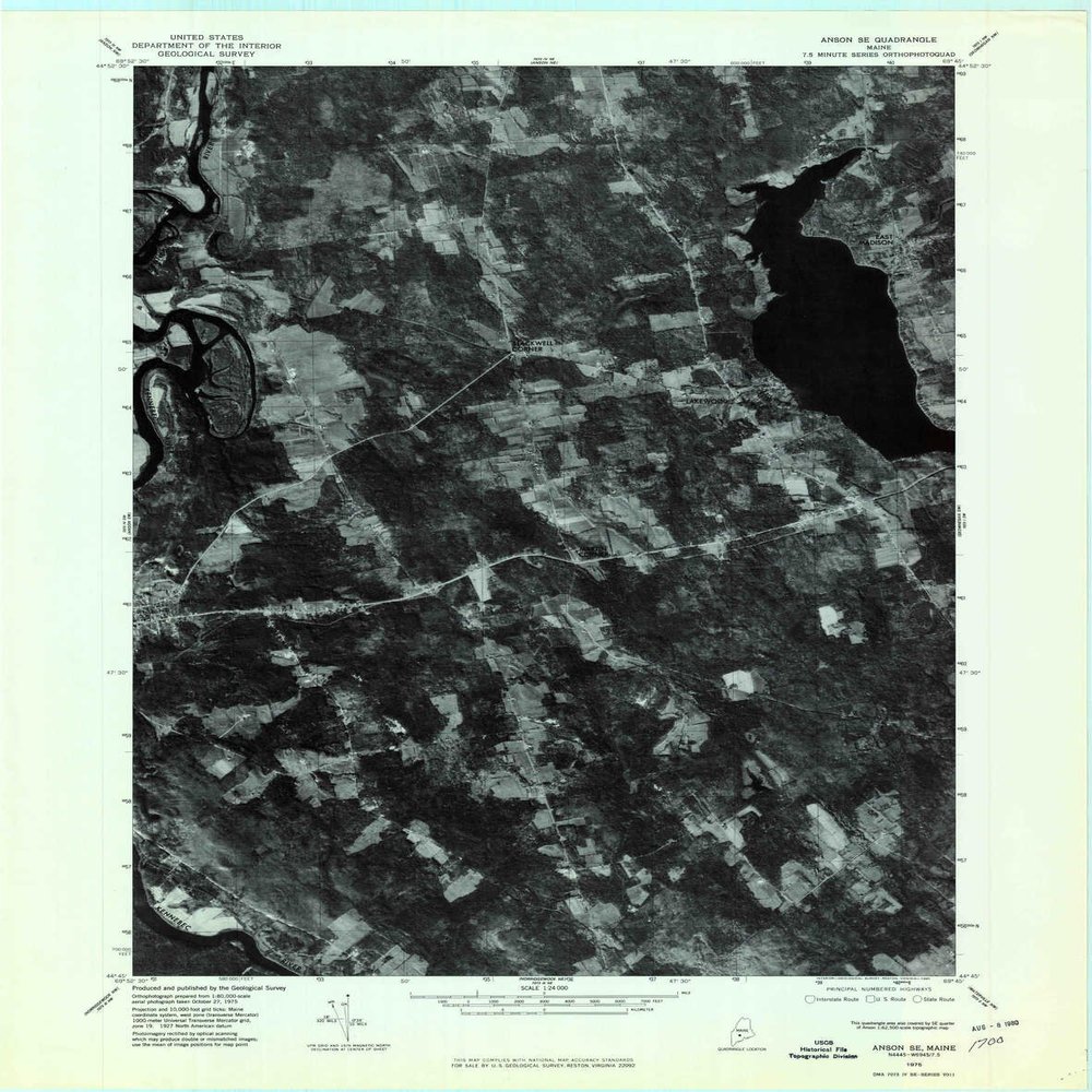 YellowMaps Anson SE ME topo map, 1:24000 Scale, 7.5 X 7.5 Minute, Historical, 1975, Updated 1980, 27.3 x 21.5 in - Polypropylene