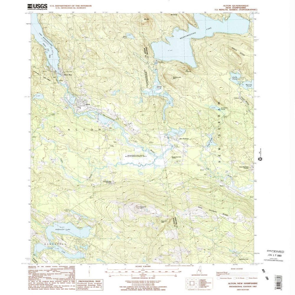 YellowMaps Alton NH topo map, 1:24000 Scale, 7.5 X 7.5 Minute, Historical, 1987, Updated 1987, 26.9 x 22 in - Polypropylene