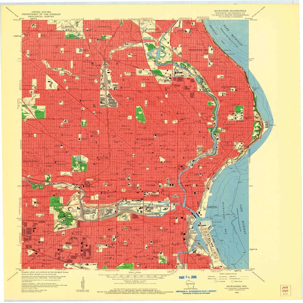 YellowMaps Milwaukee WI topo map, 1:24000 Scale, 7.5 X 7.5 Minute, Historical, 1958, Updated 1960, 27.72 x 22.32 in - Polypropylene
