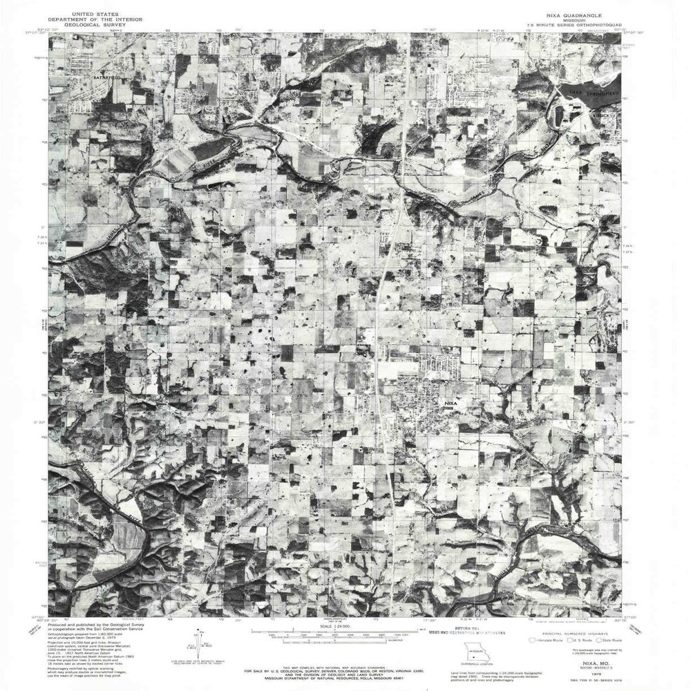 YellowMaps Nixa MO topo map, 1:24000 Scale, 7.5 X 7.5 Minute, Historical, 1979, Updated 1981, 26.9 x 22 in - Polypropylene