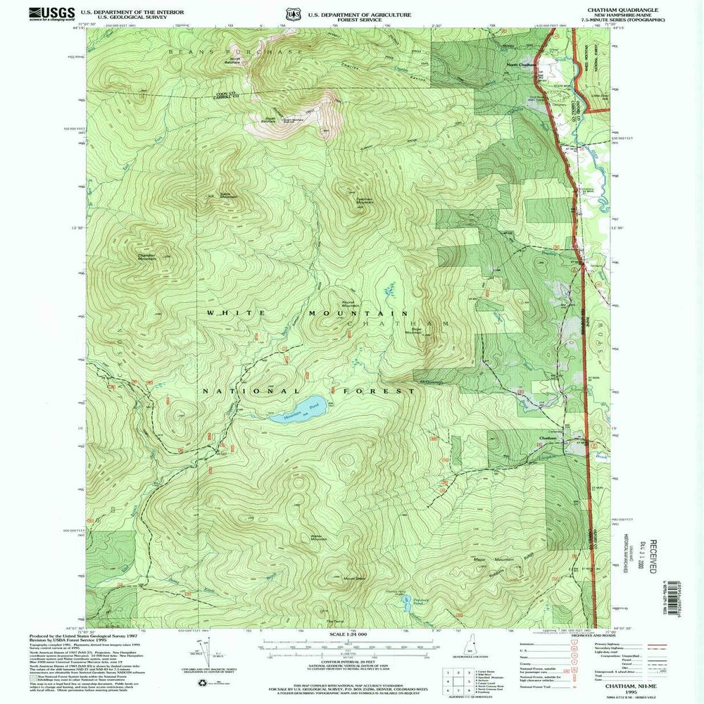 YellowMaps Chatham NH topo map, 1:24000 Scale, 7.5 X 7.5 Minute, Historical, 1995, Updated 2000, 26.7 x 22 in - Tyvek