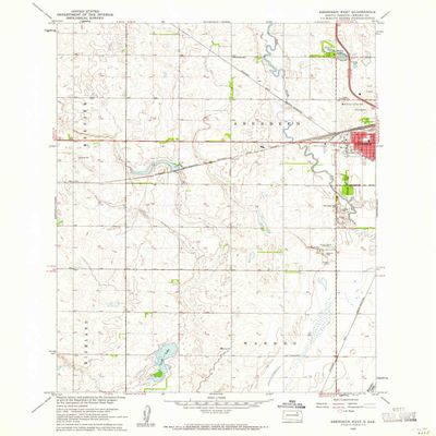 YellowMaps Aberdeen West SD topo map, 1:24000 Scale, 7.5 X 7.5 Minute, Historical, 1960, Updated 1961, 26.9 x 22 in - Polypropylene