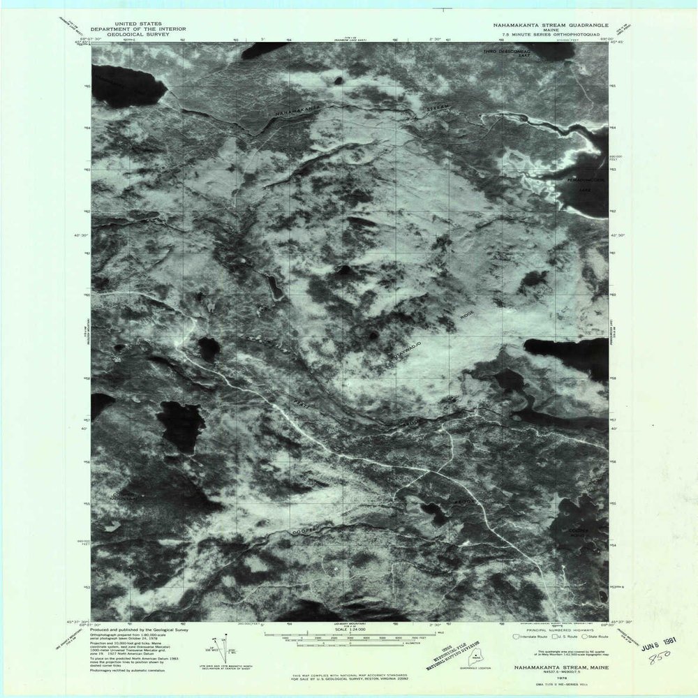 YellowMaps Nahamakanta Stream ME topo map, 1:24000 Scale, 7.5 X 7.5 Minute, Historical, 1978, Updated 1981, 27.4 x 21.5 in - Polypropylene