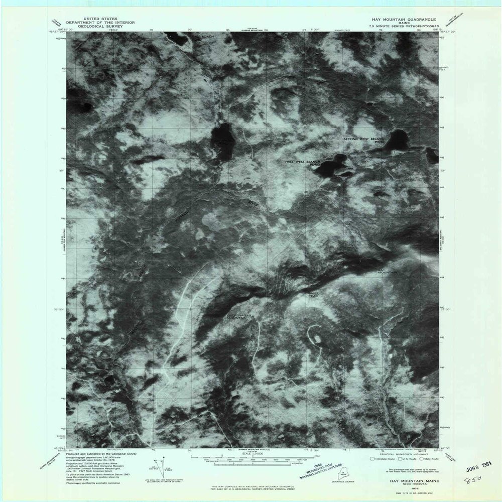 YellowMaps Hay Mountain ME topo map, 1:24000 Scale, 7.5 X 7.5 Minute, Historical, 1978, Updated 1981, 27.5 x 21.6 in - Polypropylene