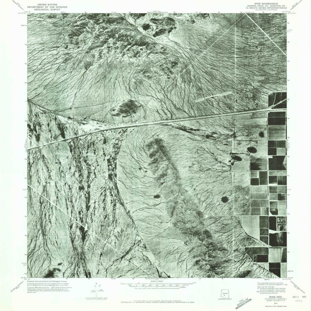 YellowMaps Enid AZ topo map, 1:24000 Scale, 7.5 X 7.5 Minute, Historical, 1971, Updated 1972, 26.7 x 23 in - Polypropylene