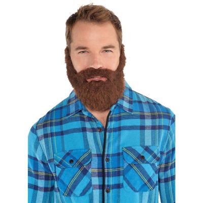 Brown Lumberjack Beard and Moustache (Adult Size) 1 Pc. - Natural-Looking Synthetic Hair, Cosplays and Costume Parties