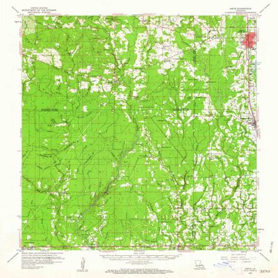 YellowMaps Amite LA topo map, 1:62500 Scale, 15 X 15 Minute, Historical, 1959, Updated 1963, 20.7 x 17.9 in - Polypropylene