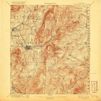 YellowMaps Bennington VT topo map, 1:62500 Scale, 15 X 15 Minute, Historical, 1898, Updated 1920, 19.8 x 16.4 in - Tyvek