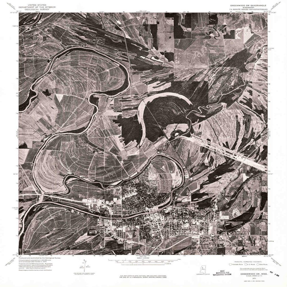 YellowMaps Greenwood SW MS topo map, 1:24000 Scale, 7.5 X 7.5 Minute, Historical, 1974, Updated 1975, 26.9 x 22 in - Polypropylene