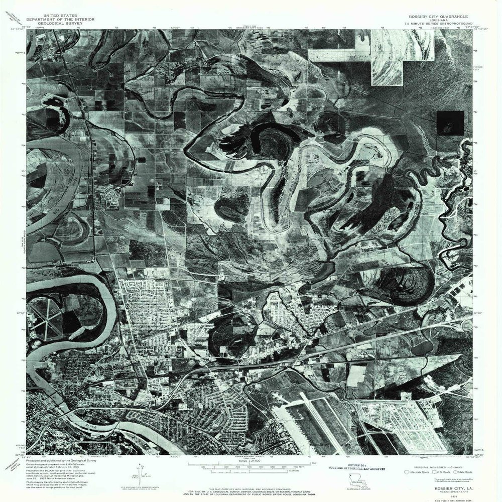 YellowMaps Bossier City LA topo map, 1:24000 Scale, 7.5 X 7.5 Minute, Historical, 1975, Updated 1976, 26.8 x 21.7 in - Tyvek