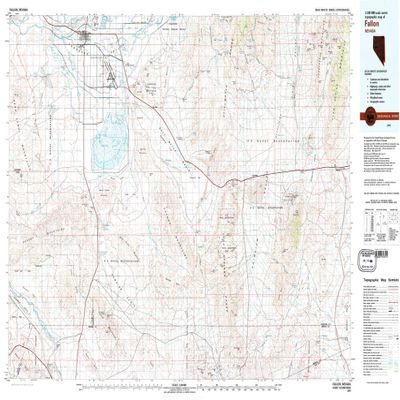 Fallon NV topo map, 1:100000 Scale, 30 X 60 Minute, Historical, 1979, Updated 1980, 24.1 x 39.8 in - Tyvek