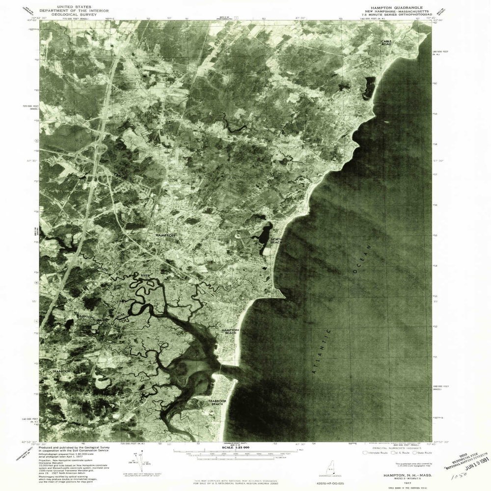 YellowMaps Hampton NH topo map, 1:25000 Scale, 7.5 X 7.5 Minute, Historical, 1977, Updated 1981, 25.5 x 20.1 in - Polypropylene