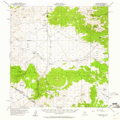 YellowMaps Aurora NV topo map, 1:62500 Scale, 15 X 15 Minute, Historical, 1956, Updated 1961, 20.8 x 16.9 in - Tyvek