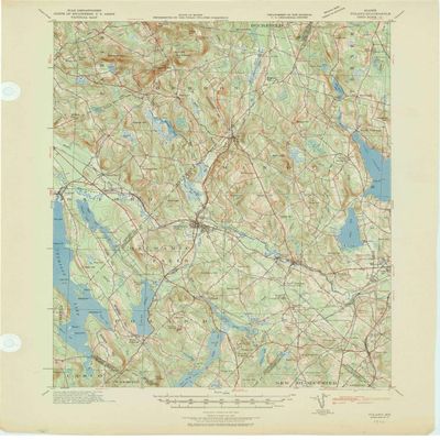 YellowMaps Poland ME topo map, 1:62500 Scale, 15 X 15 Minute, Historical, 1940, Updated 1942, 21.1 x 16.4 in - Tyvek