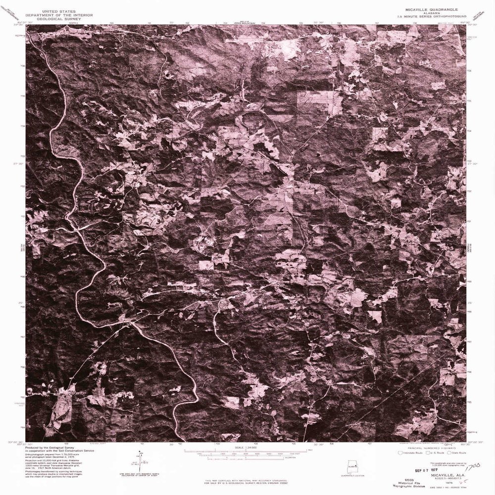YellowMaps Micaville AL topo map, 1:24000 Scale, 7.5 X 7.5 Minute, Historical, 1975, Updated 1977, 27 x 21.4 in - Polypropylene