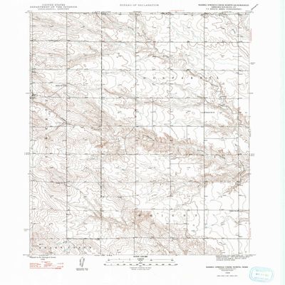 YellowMaps Barrel Springs Creek North NE topo map, 1:24000 Scale, 7.5 X 7.5 Minute, Historical, 1948, Updated 1993, 26.8 x 22 in - Polypropylene