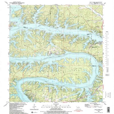 YellowMaps Lake Ozark MO topo map, 1:24000 Scale, 7.5 X 7.5 Minute, Historical, 1983, Updated 1989, 26.8 x 22 in - Polypropylene