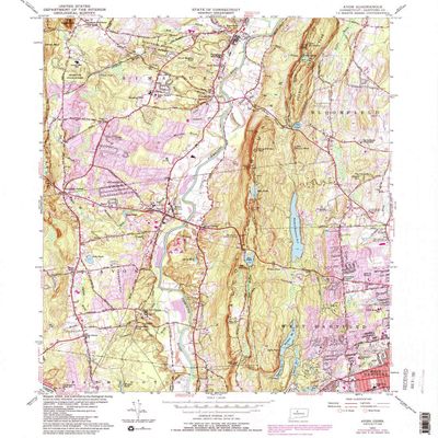 YellowMaps Avon CT topo map, 1:24000 Scale, 7.5 X 7.5 Minute, Historical, 1957, Updated 1988, 26.7 x 21.6 in - Tyvek