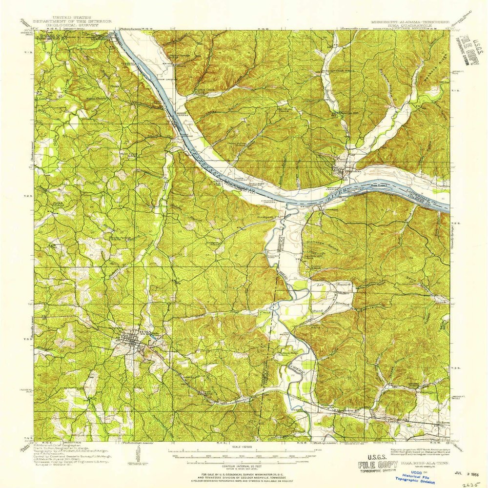 YellowMaps Iuka MS topo map, 1:62500 Scale, 15 X 15 Minute, Historical, 1911, Updated 1956, 20.7 x 16.9 in - Tyvek