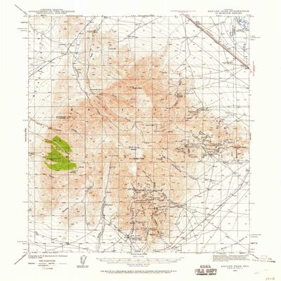 YellowMaps Antler Peak NV topo map, 1:62500 Scale, 15 X 15 Minute, Historical, 1940, Updated 1960, 20.8 x 17 in - Polypropylene