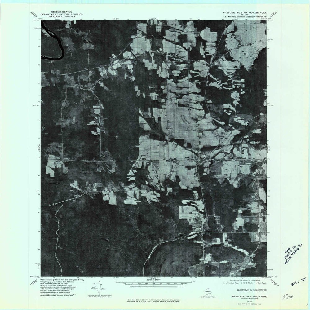 YellowMaps Presque Isle NW ME topo map, 1:24000 Scale, 7.5 X 7.5 Minute, Historical, 1975, Updated 1981, 27.6 x 21.5 in - Polypropylene