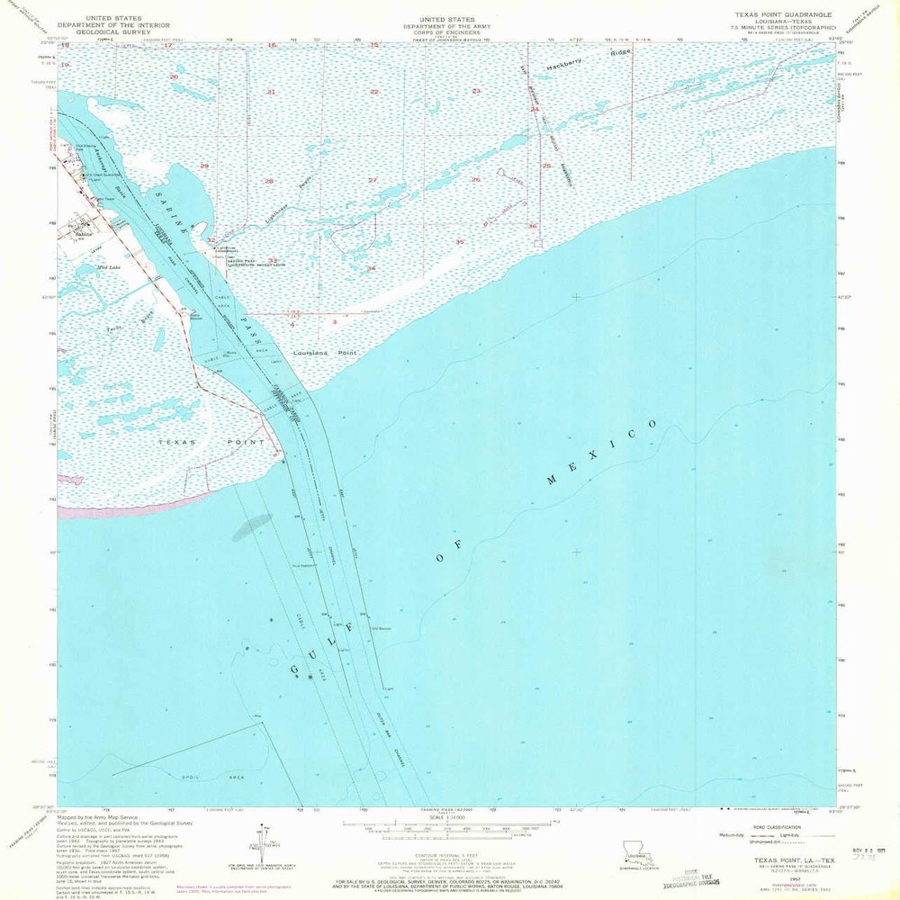 YellowMaps Texas Point TX topo map, 1:24000 Scale, 7.5 X 7.5 Minute, Historical, 1957, Updated 1971, 26.8 x 22.9 in - Tyvek