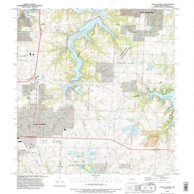 YellowMaps Lake Jacomo MO topo map, 1:24000 Scale, 7.5 X 7.5 Minute, Historical, 1990, Updated 1995, 26.9 x 21.9 in - Tyvek