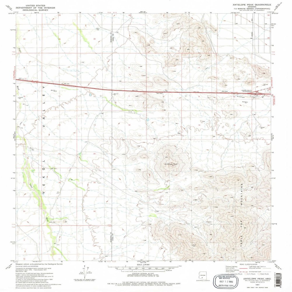 YellowMaps Antelope Peak AZ topo map, 1:24000 Scale, 7.5 X 7.5 Minute, Historical, 1981, Updated 1981, 26.9 x 22 in - Polypropylene