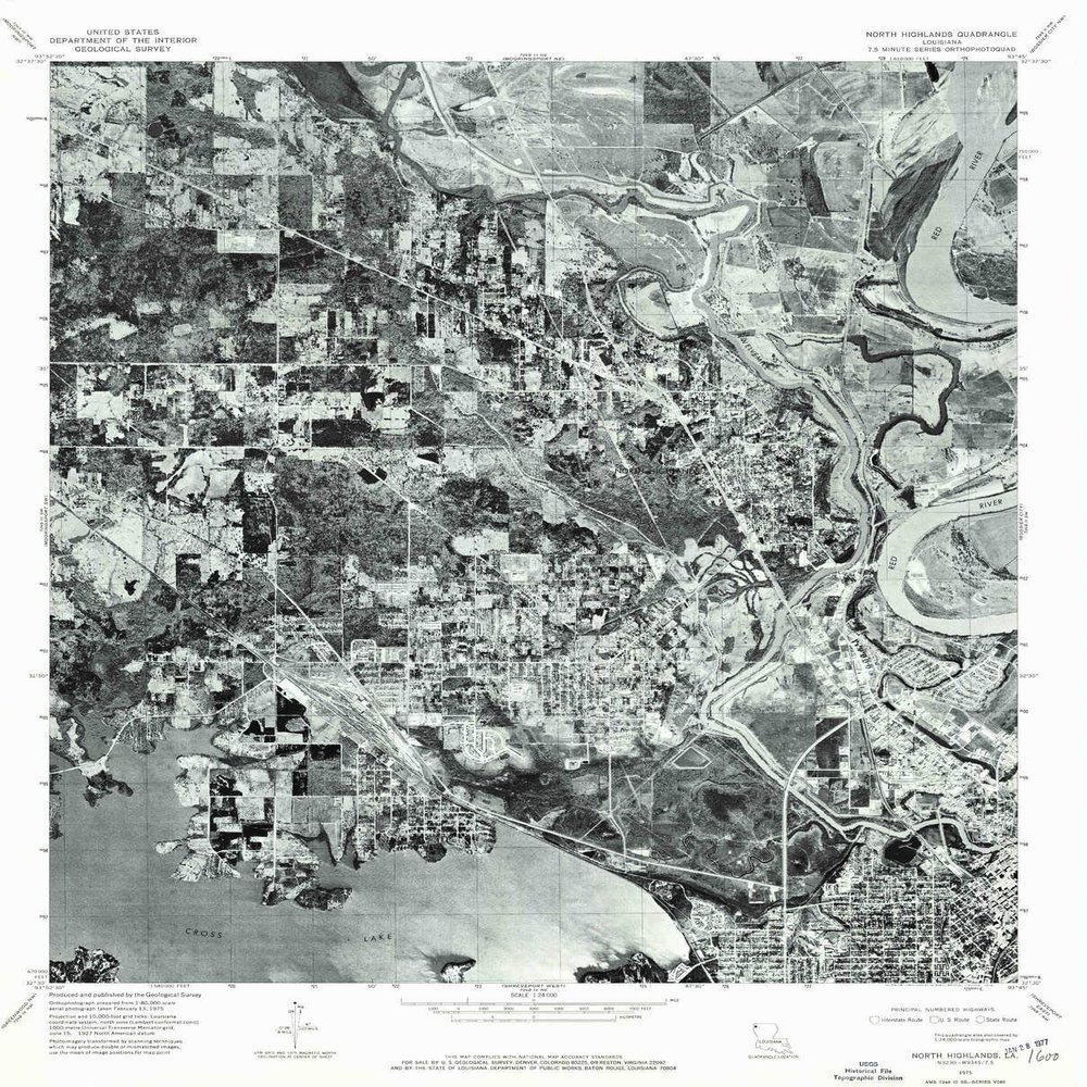 YellowMaps North Highlands LA topo map, 1:24000 Scale, 7.5 X 7.5 Minute, Historical, 1975, Updated 1976, 26.8 x 21.6 in - Polypropylene