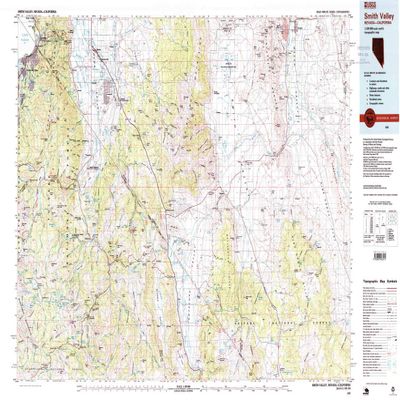 YellowMaps Smith Valley NV topo map, 1:100000 Scale, 30 X 60 Minute, Historical, 1985, Updated 1985, 24.1 x 41.2 in - Polypropylene