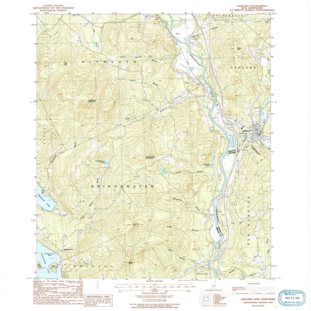YellowMaps Ashland NH topo map, 1:24000 Scale, 7.5 X 7.5 Minute, Historical, 1987, Updated 1987, 26.8 x 22 in - Tyvek