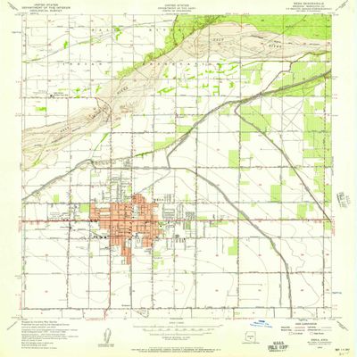 YellowMaps Mesa AZ topo map, 1:24000 Scale, 7.5 X 7.5 Minute, Historical, 1952, Updated 1957, 26.8 x 22 in - Polypropylene