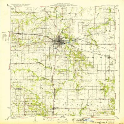 YellowMaps Mexico MO topo map, 1:62500 Scale, 15 X 15 Minute, Historical, 1932, 19.9 x 16.3 in - Tyvek
