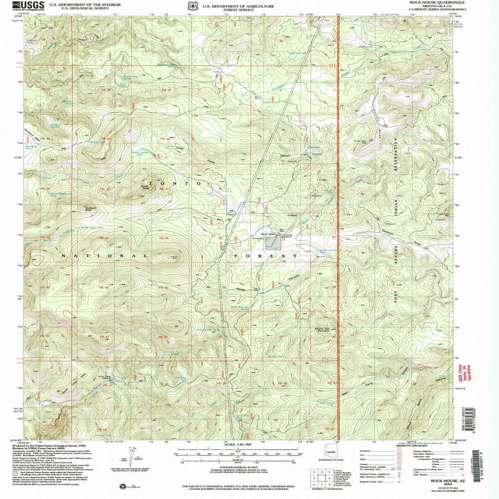 YellowMaps Rock House AZ topo map, 1:24000 Scale, 7.5 X 7.5 Minute, Historical, 2004, Updated 2006, 26.8 x 22 in - Polypropylene