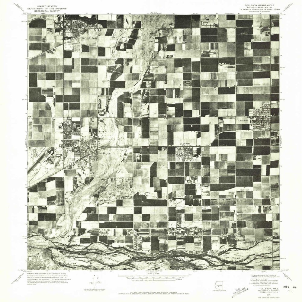 YellowMaps Tolleson AZ topo map, 1:24000 Scale, 7.5 X 7.5 Minute, Historical, 1971, Updated 1972, 26.9 x 22.9 in - Polypropylene