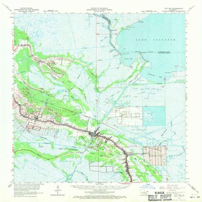 YellowMaps Cut Off LA topo map, 1:62500 Scale, 15 X 15 Minute, Historical, 1963, Updated 1970, 20.9 x 18 in - Tyvek