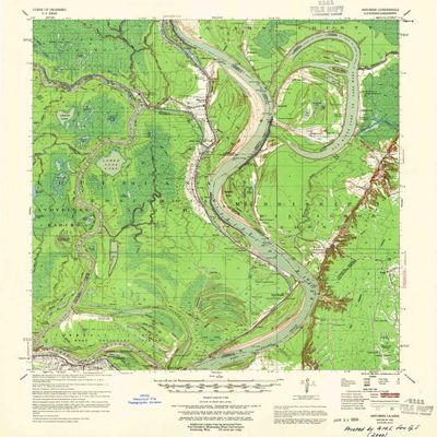 YellowMaps Artonish MS topo map, 1:62500 Scale, 15 X 15 Minute, Historical, 1955, Updated 1955, 21.8 x 17.9 in - Polypropylene