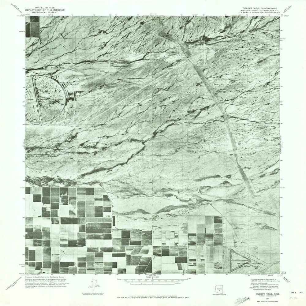 Desert Well AZ topo map, 1:24000 Scale, 7.5 X 7.5 Minute, Historical, 1971, Updated 1972, 27 x 23 in - Polypropylene