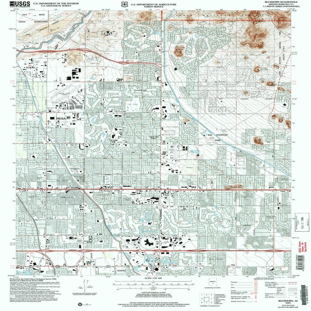 YellowMaps Buckhorn AZ topo map, 1:24000 Scale, 7.5 X 7.5 Minute, Historical, 2004, Updated 2007, 26.7 x 21.6 in - Polypropylene