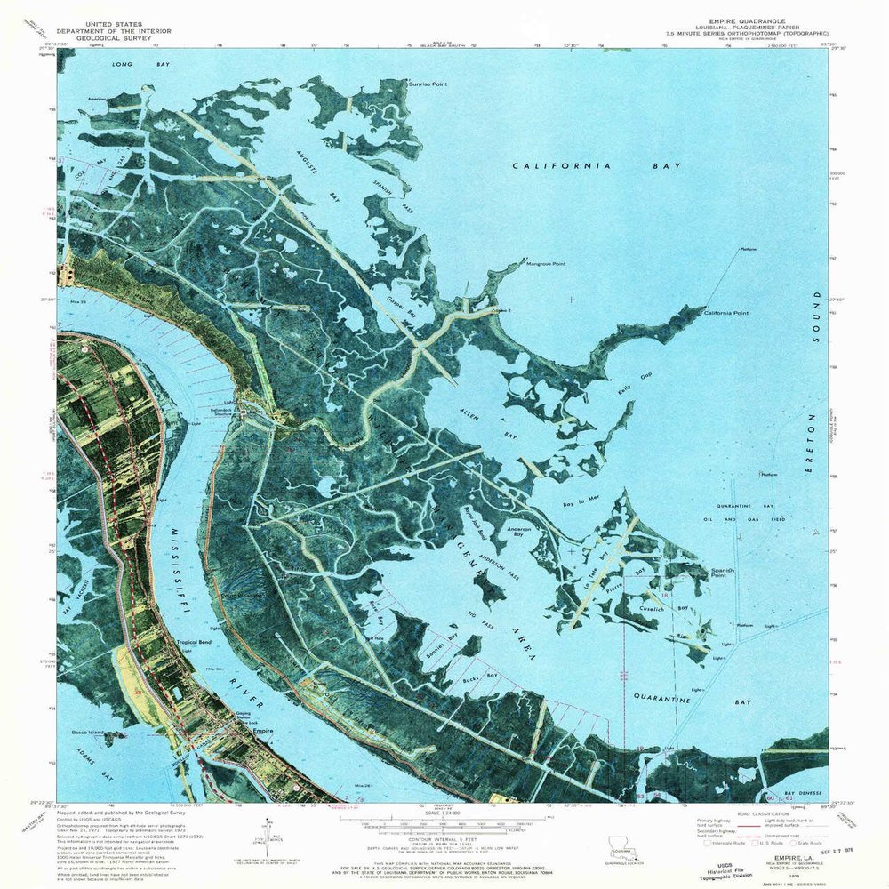 YellowMaps Empire LA topo map, 1:24000 Scale, 7.5 X 7.5 Minute, Historical, 1973, Updated 1976, 26.8 x 22.9 in - Tyvek