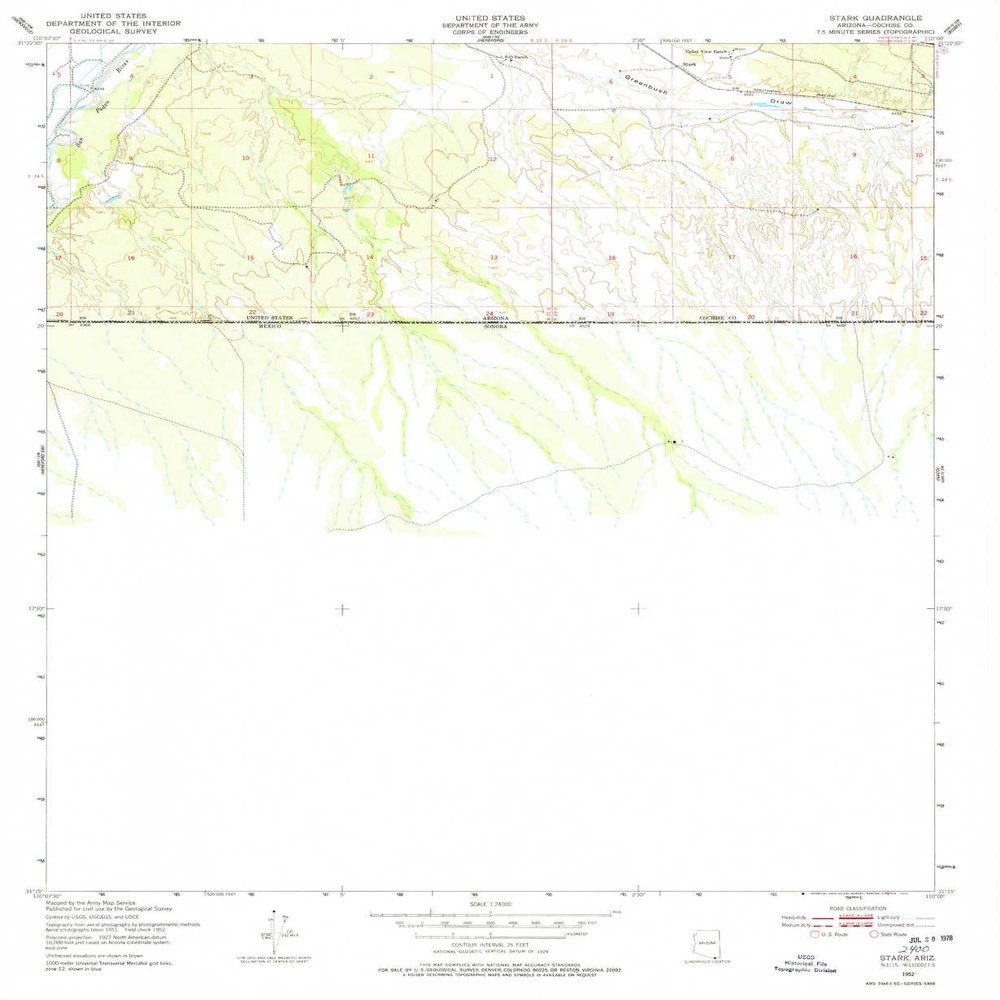 YellowMaps Stark AZ topo map, 1:24000 Scale, 7.5 X 7.5 Minute, Historical, 1952, Updated 1978, 26.8 x 22 in - Polypropylene