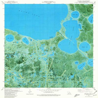 YellowMaps Collicon Lake LA topo map, 1:24000 Scale, 7.5 X 7.5 Minute, Historical, 1979, Updated 1980, 26.6 x 22 in - Polypropylene