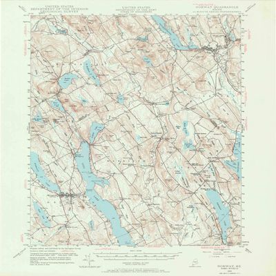 YellowMaps Norway ME topo map, 1:62500 Scale, 15 X 15 Minute, Historical, 1946, Updated 1970, 21 x 16.5 in - Tyvek