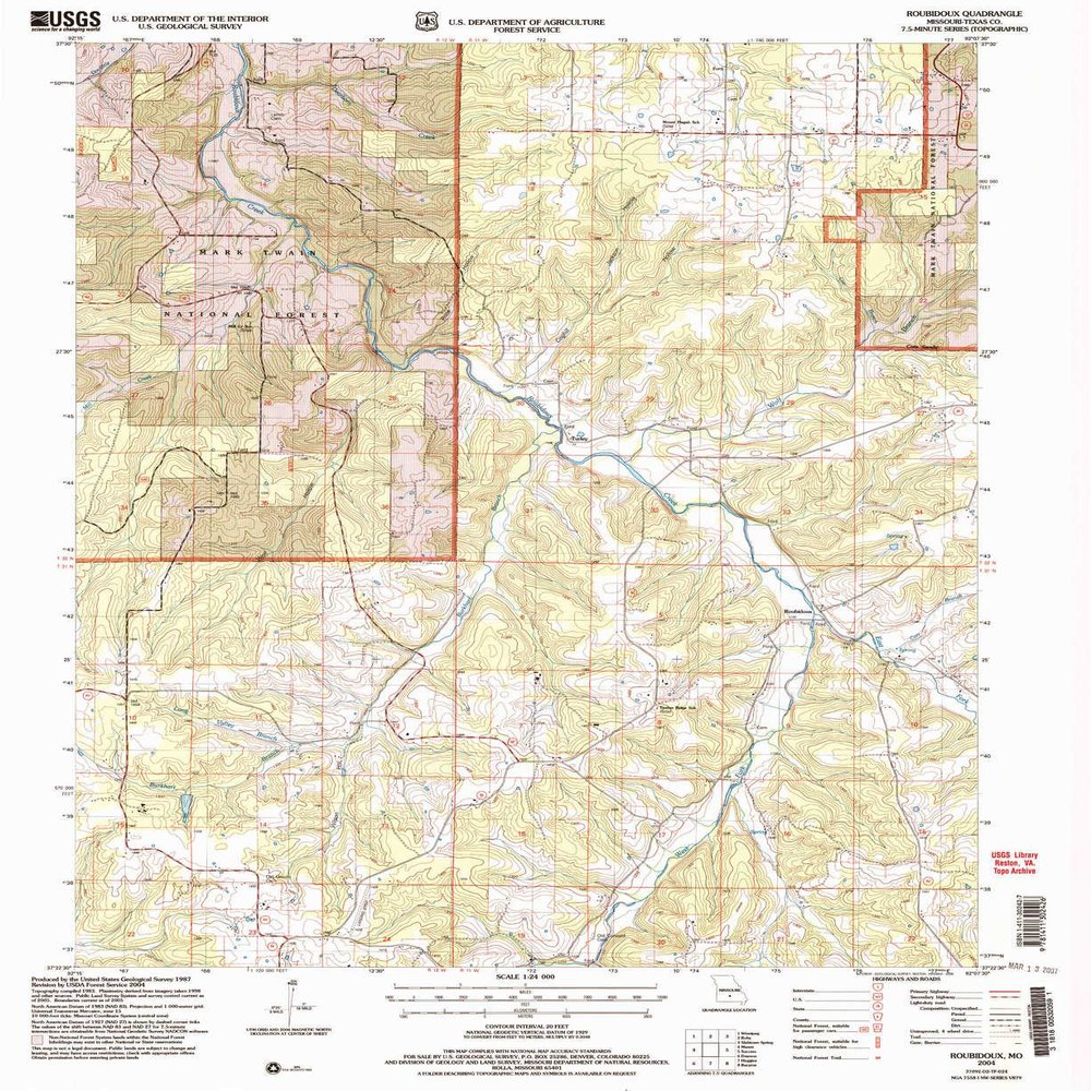 YellowMaps Roubidoux MO topo map, 1:24000 Scale, 7.5 X 7.5 Minute, Historical, 2004, Updated 2006, 26.9 x 22 in - Polypropylene
