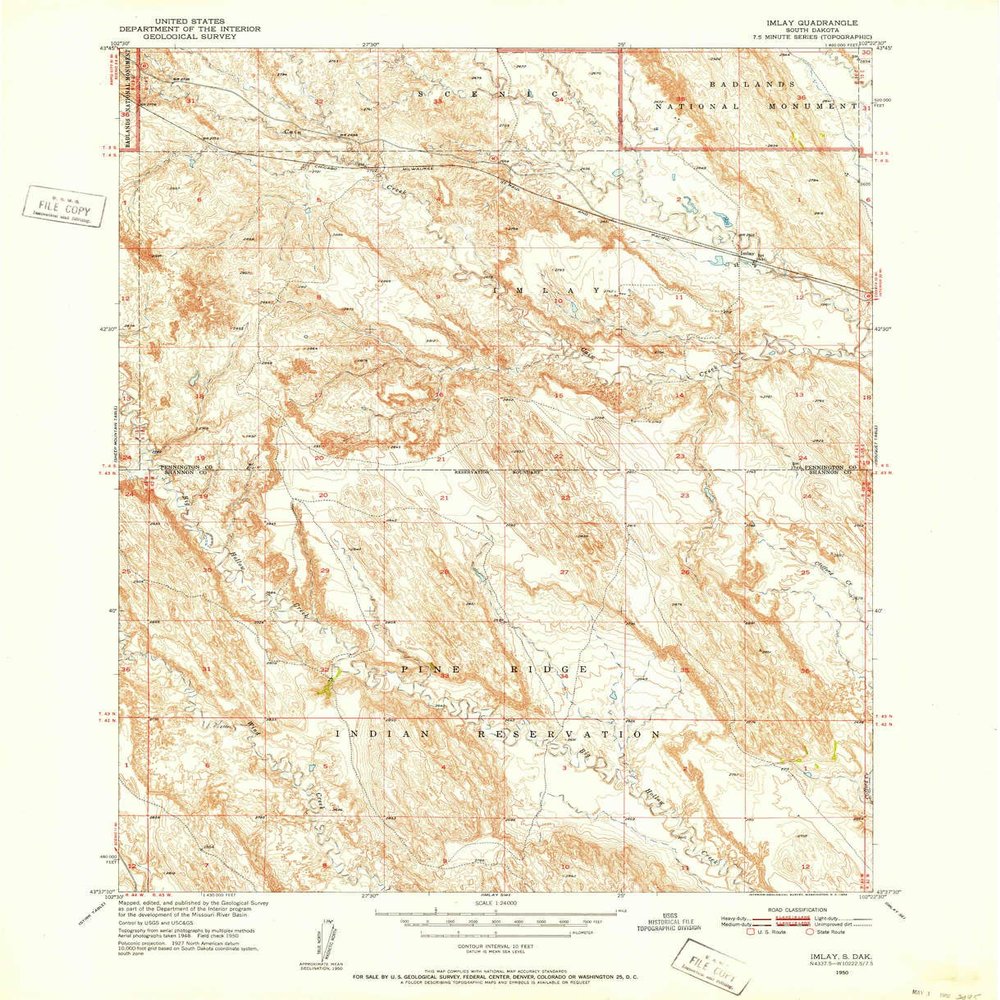 YellowMaps Imlay SD topo map, 1:24000 Scale, 7.5 X 7.5 Minute, Historical, 1950, Updated 1952, 27 x 21.9 in - Polypropylene
