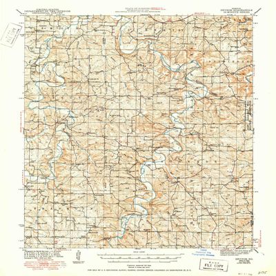 YellowMaps Drynob MO topo map, 1:62500 Scale, 15 X 15 Minute, Historical, 1943, Updated 1950, 20.7 x 16.8 in - Tyvek
